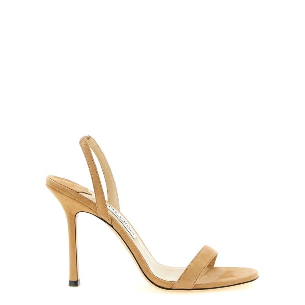 Jimmy Choo Beige Leather Stiletto Heel Women's Sandals
